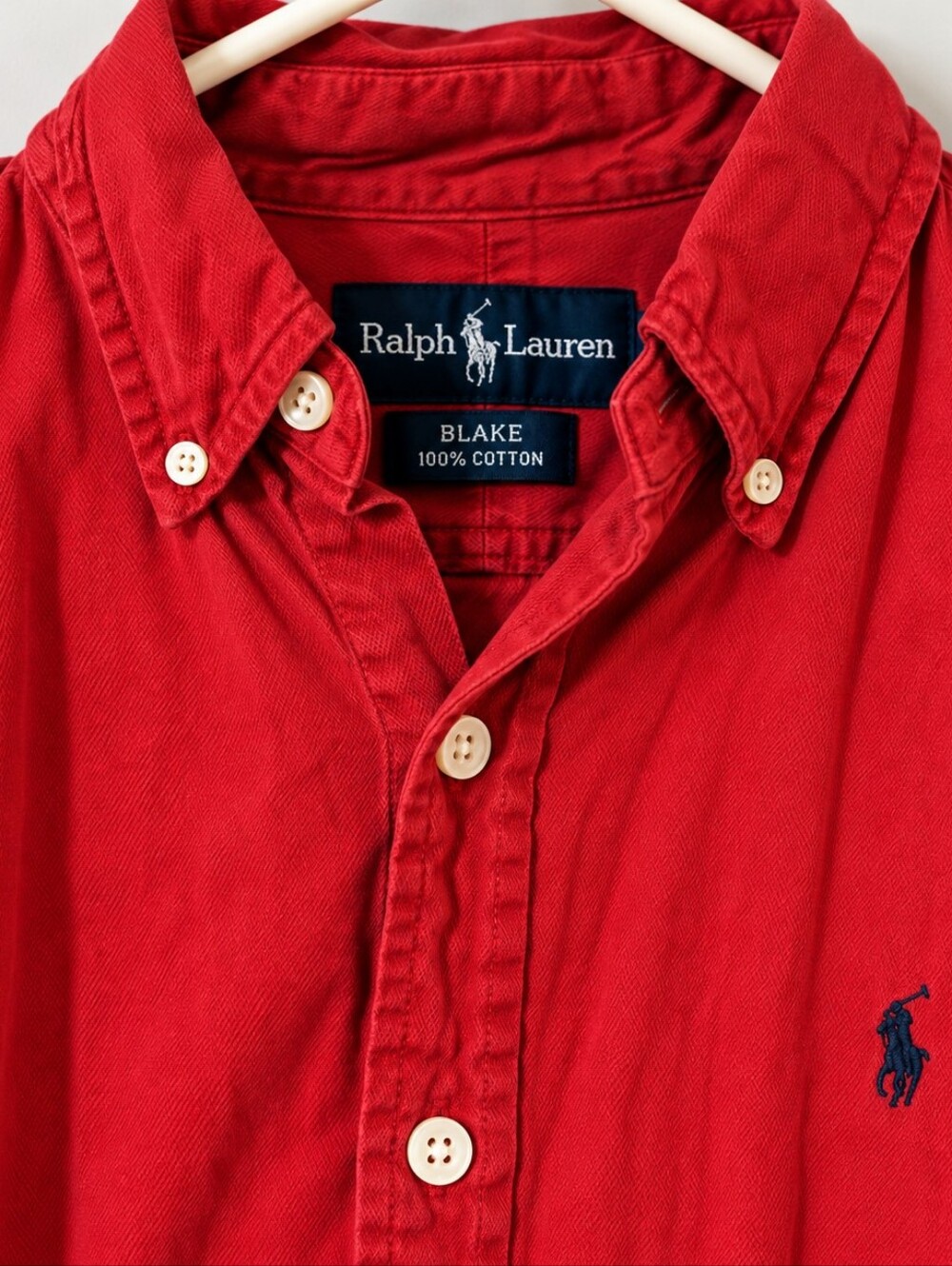 Vintage 90s Mens Ralph Lauren Red Button-Down Casual Oxford Shirt - Size Medium